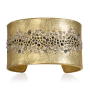 Todd Reed Bracelet with black brilliant cut diamonds (1.71ct), rose cut diamonds (9.6ct) , and 18k yellow gold.